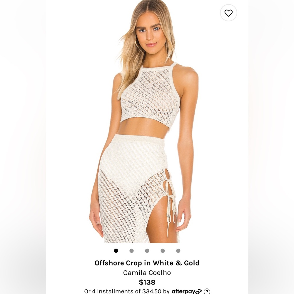 Camila Coelho White and Gold Crop Top